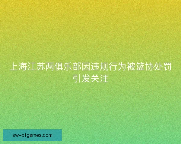 上海江苏两俱乐部因违规行为被篮协处罚引发关注
