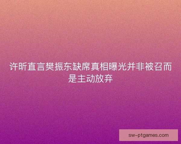 许昕直言樊振东缺席真相曝光并非被召而是主动放弃